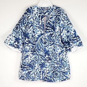 JESSICA LONDON Blue Floral Plus Size Blazer.